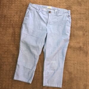 H&M chambray pinstripe crop pants